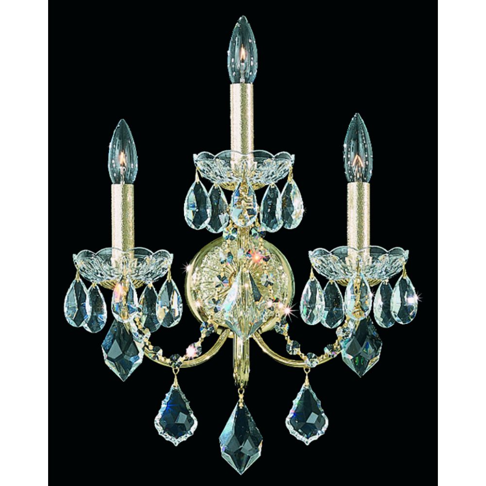 Schonbek 1703-44 Century 3 Light Traditional Sconce In Heirloom Silver With Clear Heritage Crystal
