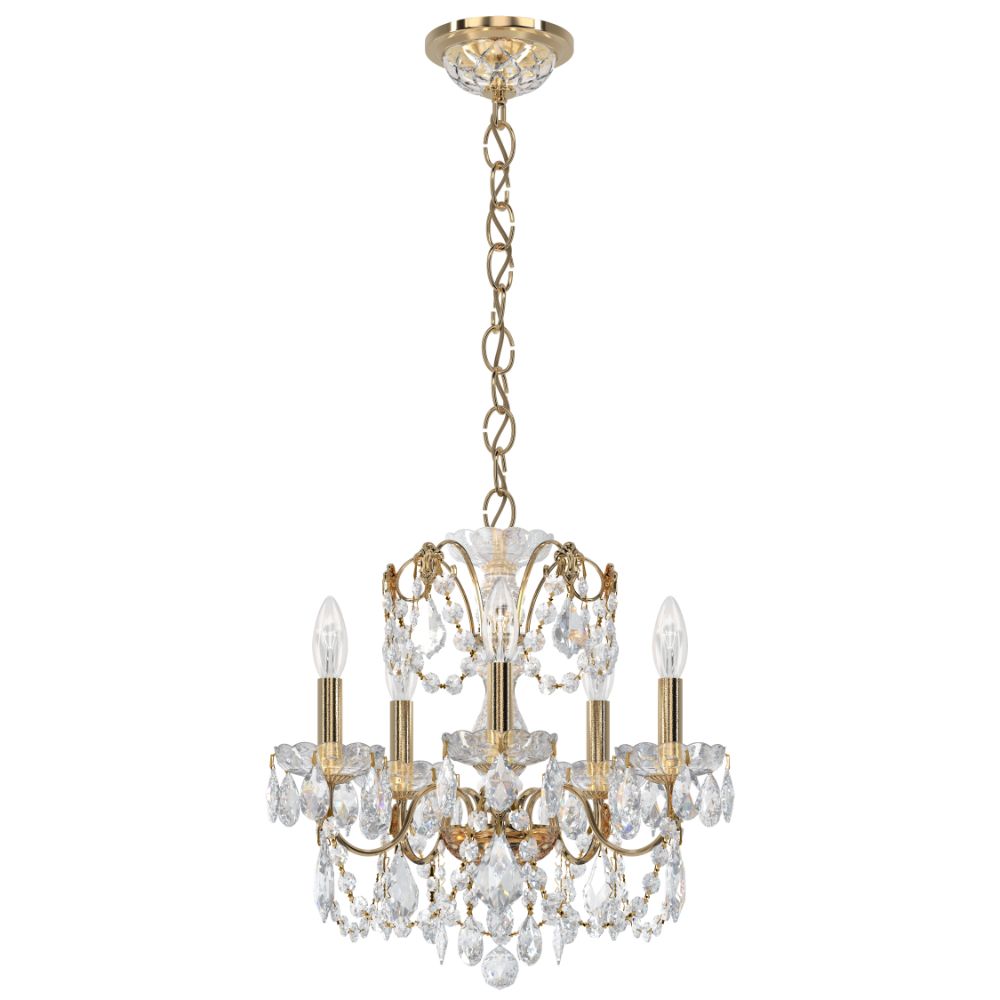 Schonbek 1704-44 Century 5 Light Traditional Chandelier In Heirloom Silver With Clear Heritage Crystal