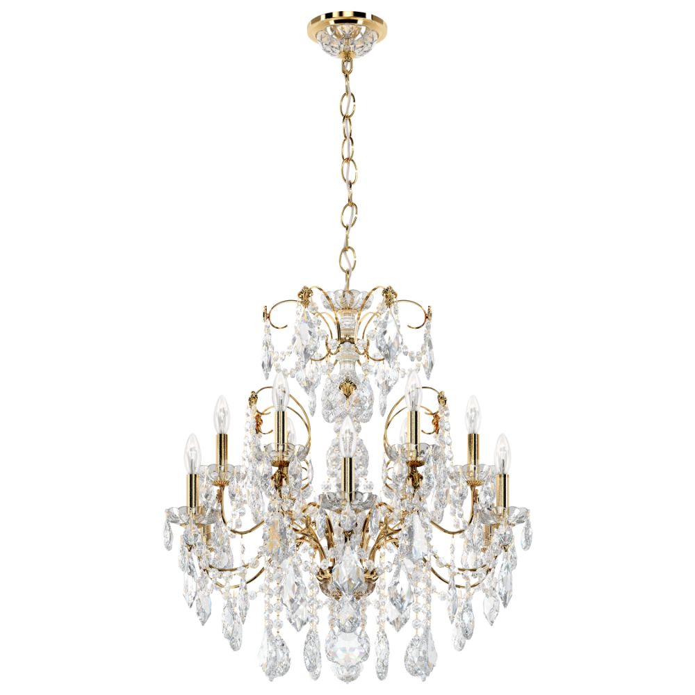 Schonbek 1712-44 Century 12 Light Traditional Chandelier In Heirloom Silver With Clear Heritage Crystal