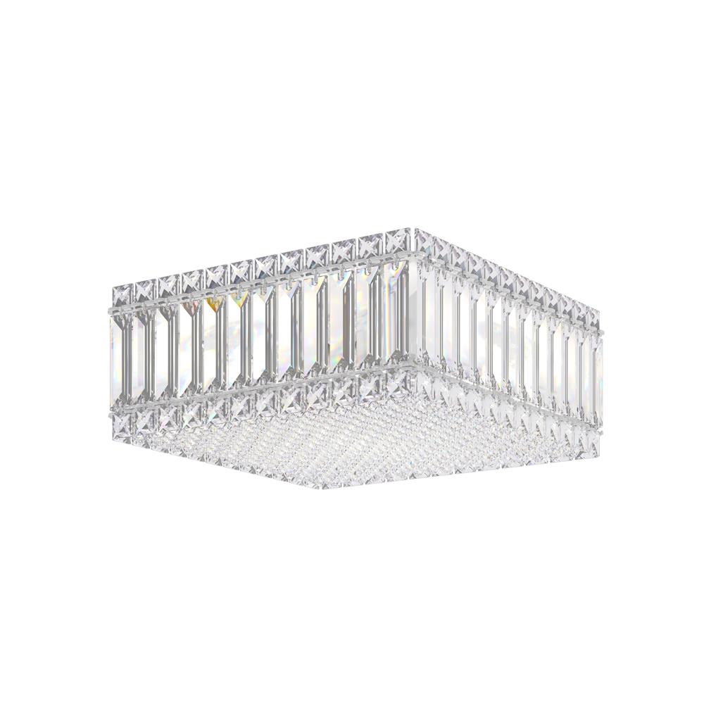Schonbek 2124S Quantum 4 Light Close to Ceiling in Stainless Steel with Clear Crystals From Swarovski