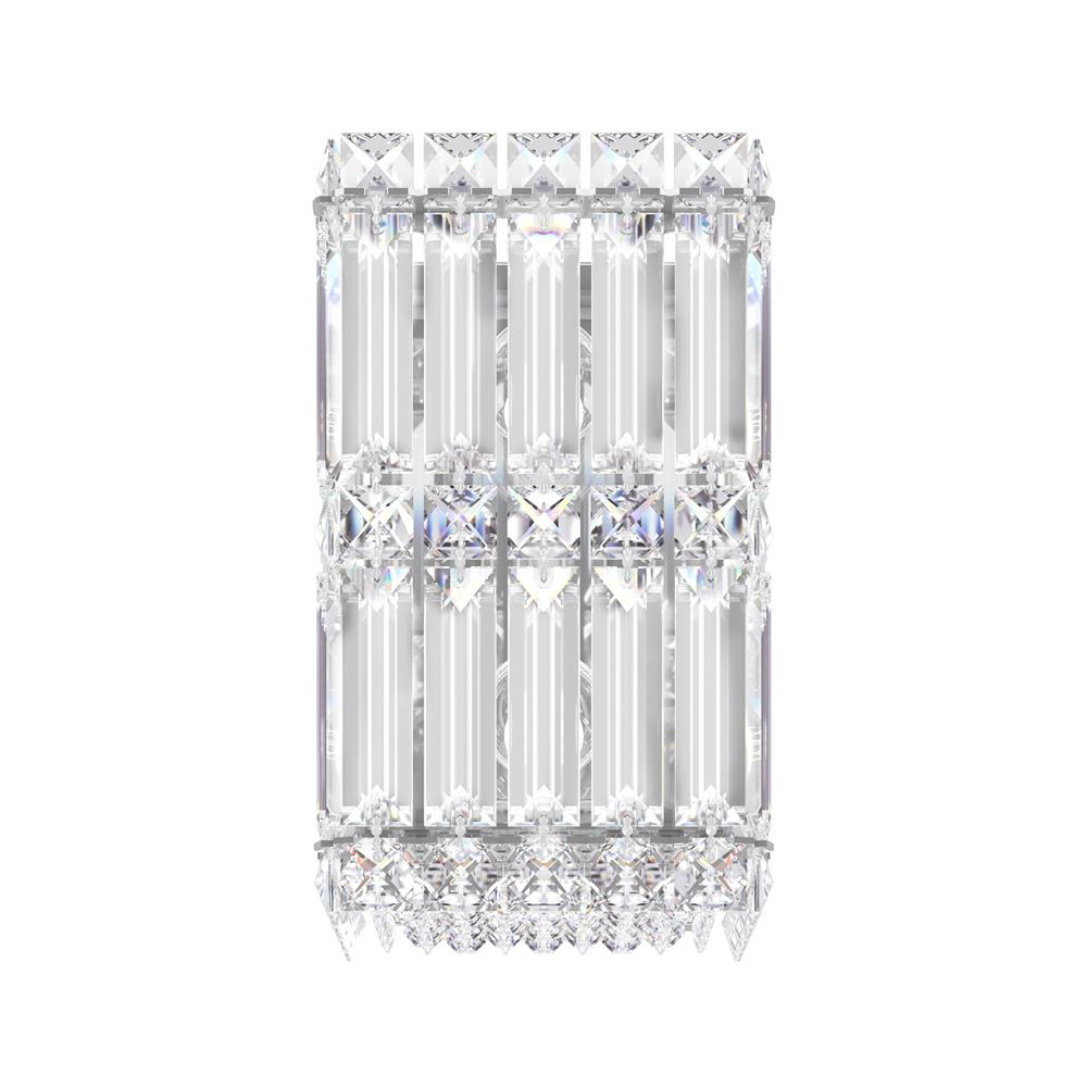 Schonbek 2235S Quantum 2 Light Wall Sconce in Stainless Steel with Clear Crystals From Swarovski