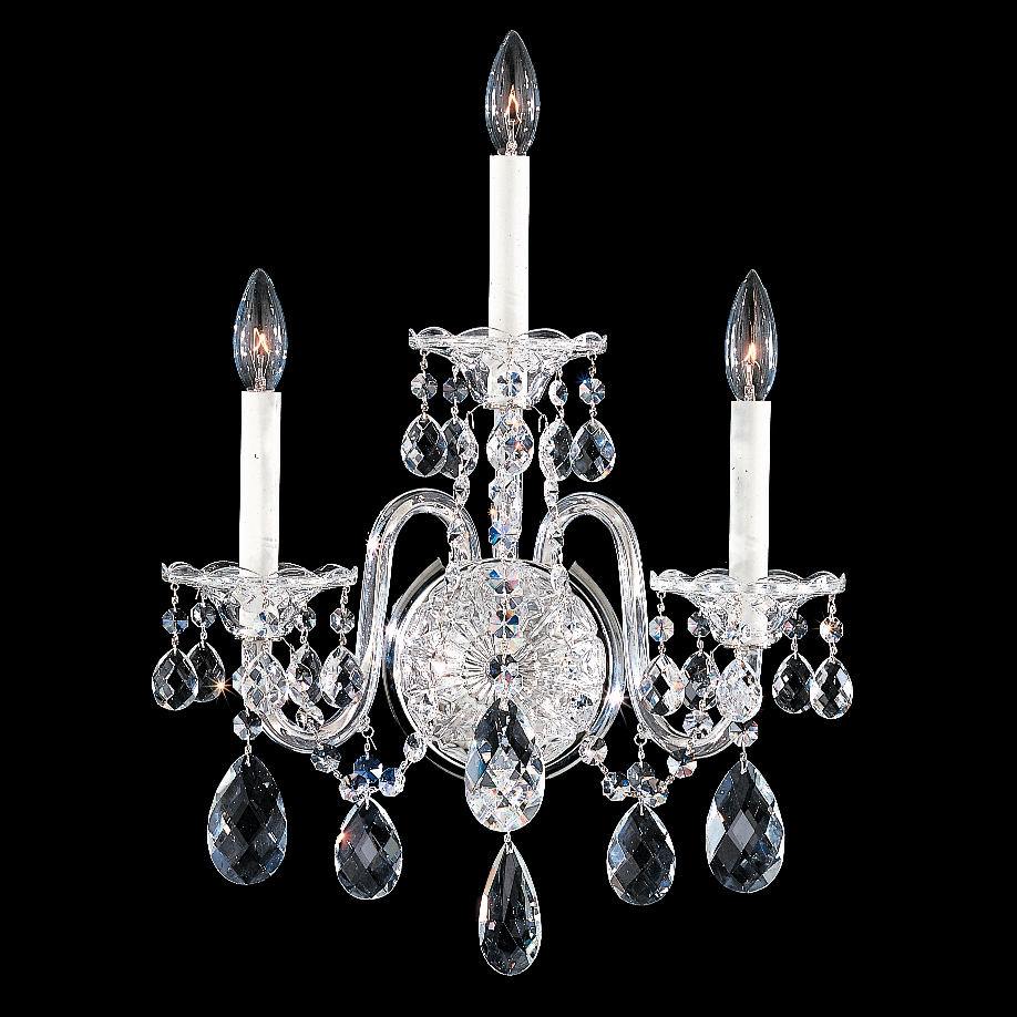 Schonbek 2992-40S Sterling 3 Light Wall Sconce in Silver with Clear Crystals From Swarovski