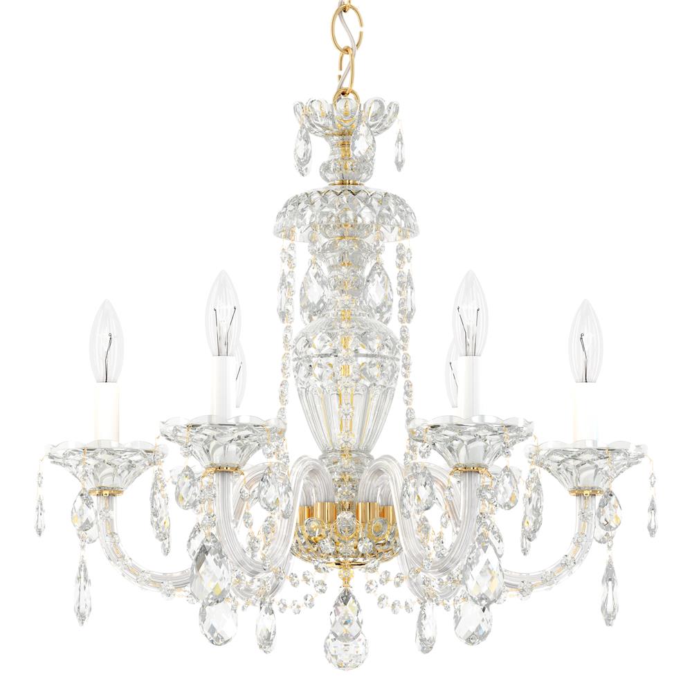 Schonbek 2994-211H Sterling 6 Light Chandelier in Rich Auerelia Gold with Clear Heritage Crystal