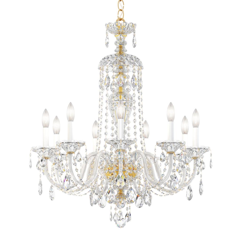 Schonbek 2996-211S Sterling 9 Light Chandelier in Rich Auerelia Gold with Clear Crystals From Swarovski