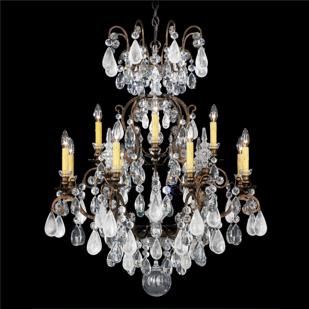 Schonbek 3572-47AD Renaissance Rock Crystal 13 Light Chandelier in Antique Pewter with Amethyst And Black Diamond Rock Crystal Colors