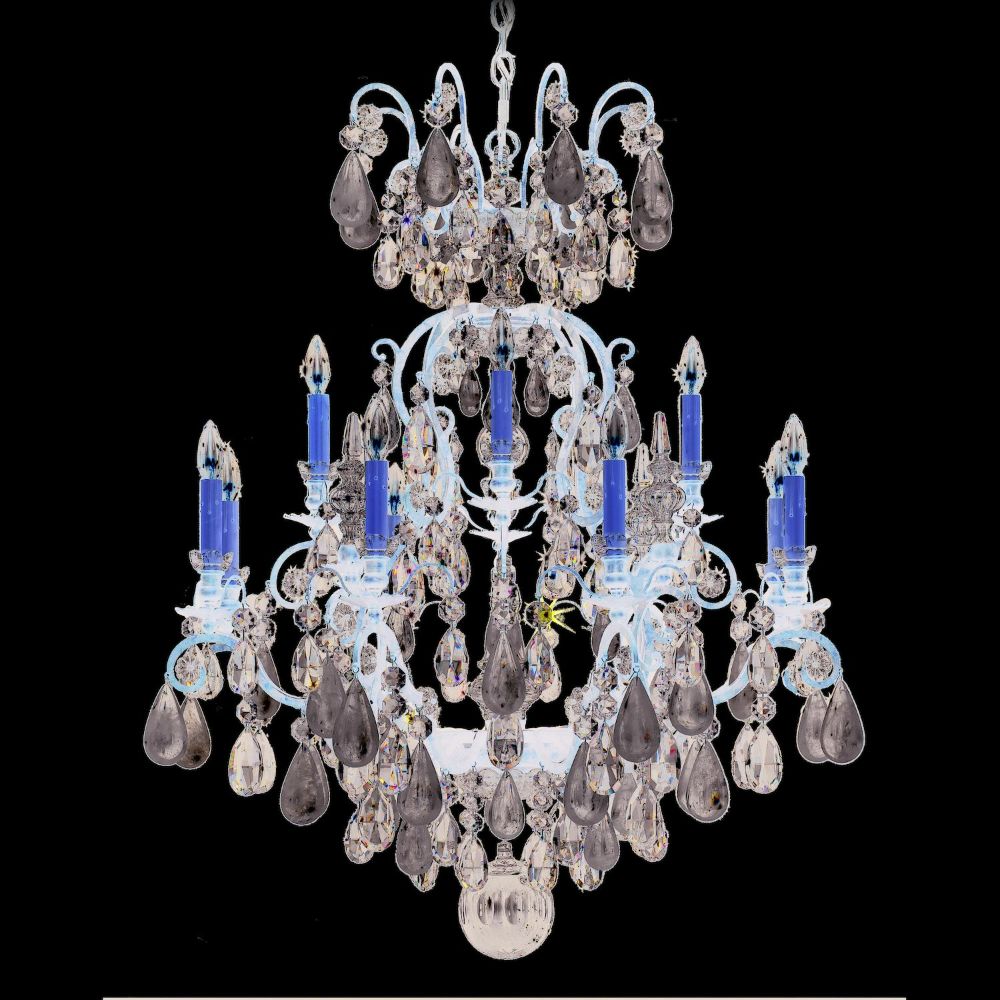 Schonbek 3572-48CL Renaissance Rock Crystal 13 Light Chandelier in Antique Silver with Amethyst And Black Diamond Rock Crystal Colors