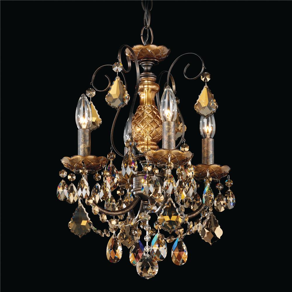 Schonbek 3648-48H New Orleans 4 Light Chandelier in Antique Silver with Clear Heritage Crystal