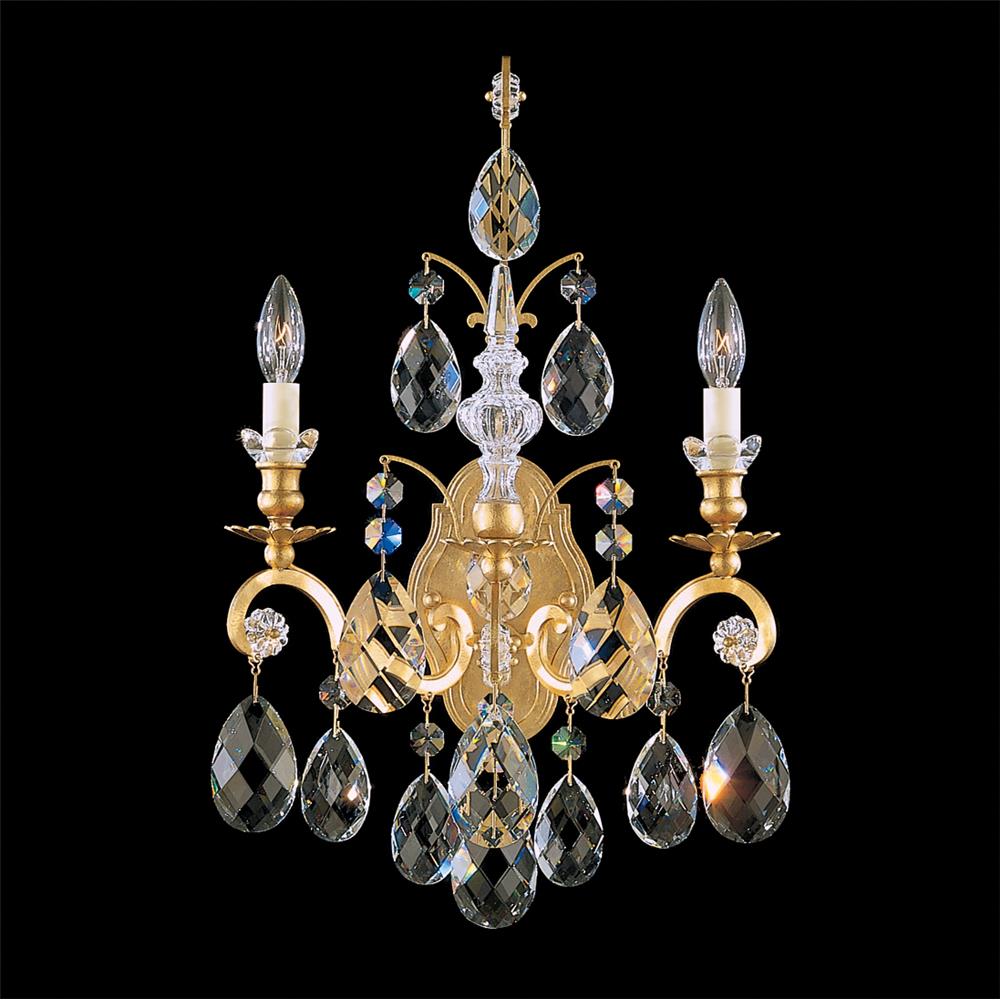 Schonbek 3761-48S Renaissance 2 Light Wall Sconce in Antique Silver with Clear Crystals From Swarovski