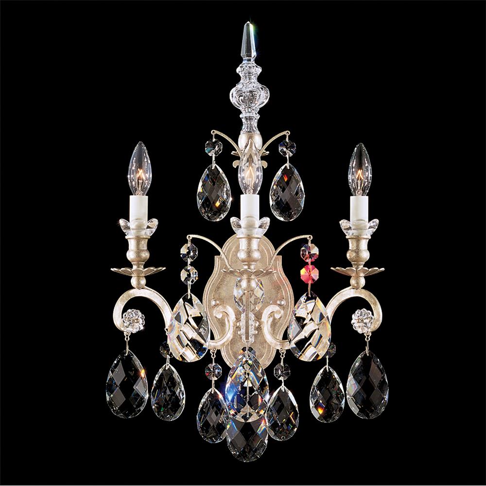 Schonbek 3762-48 Renaissance 3 Light Wall Sconce in Antique Silver with Clear Heritage Crystal