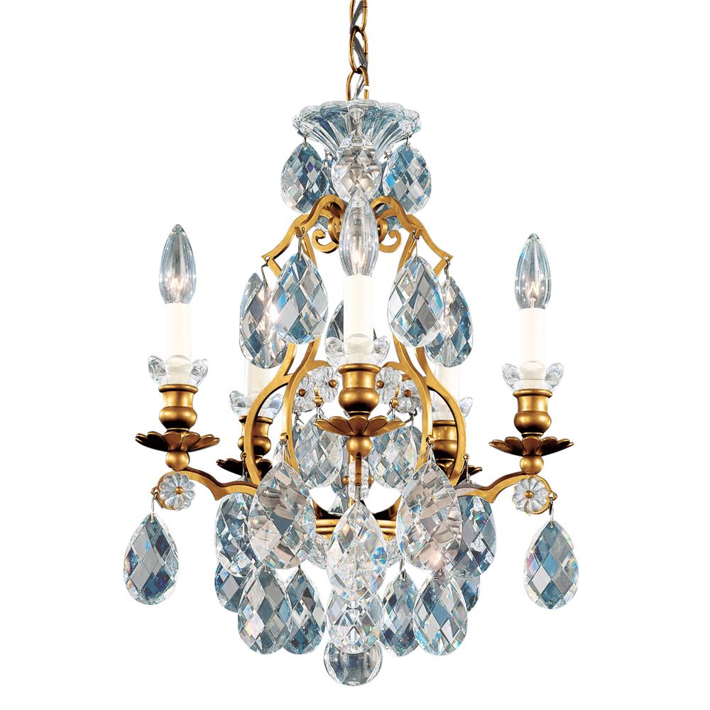 Schonbek 3769-26S Renaissance 5 Light Chandelier in French Gold with Clear Crystals From Swarovski