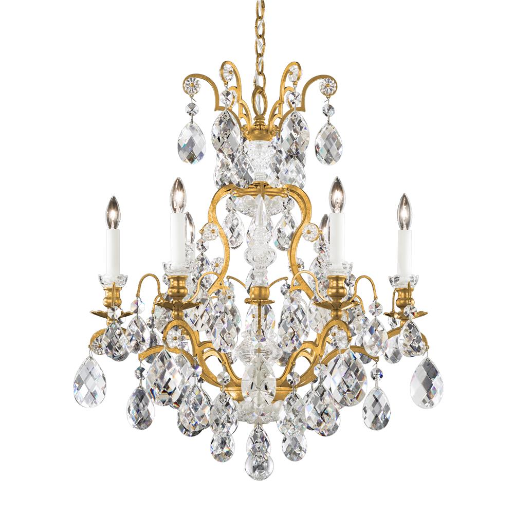 Schonbek 3770-48 Renaissance 7 Light Chandelier in Antique Silver with Clear Heritage Crystal