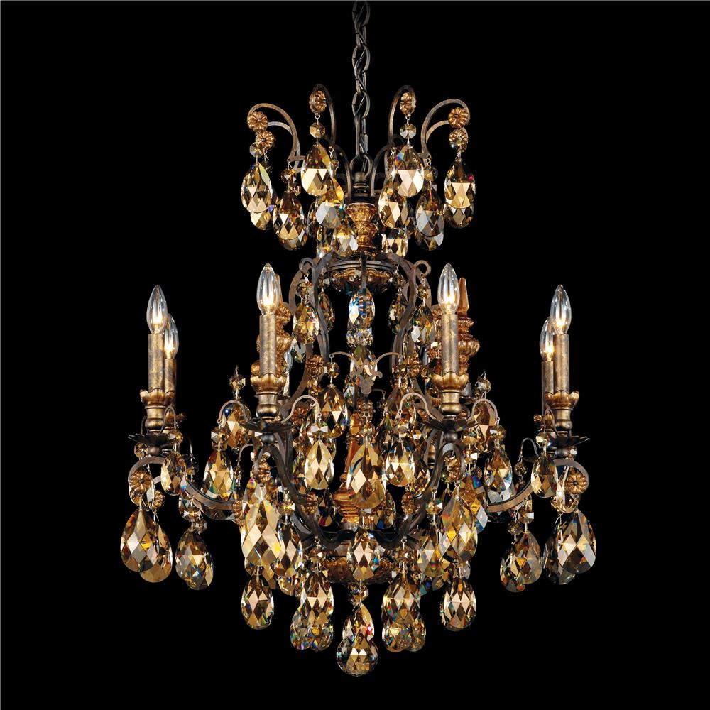 Schonbek 3771-48 Renaissance 9 Light Chandelier in Antique Silver with Clear Heritage Crystal