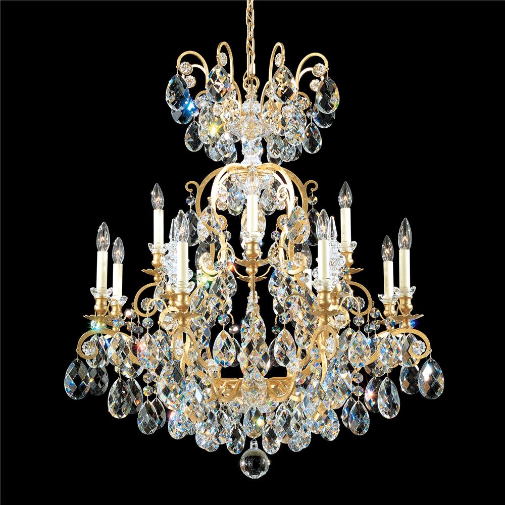 Schonbek 3772-48 Renaissance 13 Light Chandelier in Antique Silver with Clear Heritage Crystal