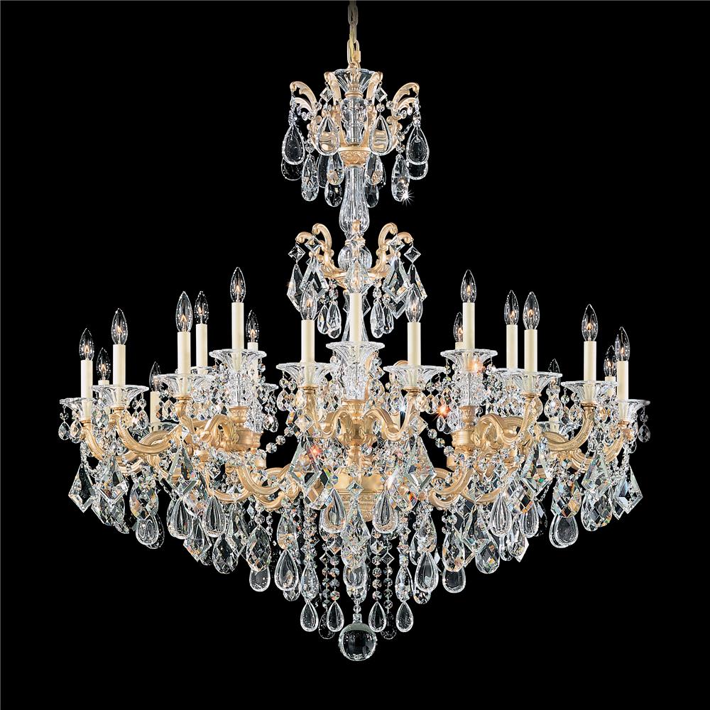 Schonbek 5013-48S La Scala 24 Light Chandelier in Antique Silver with Clear Crystals From Swarovski