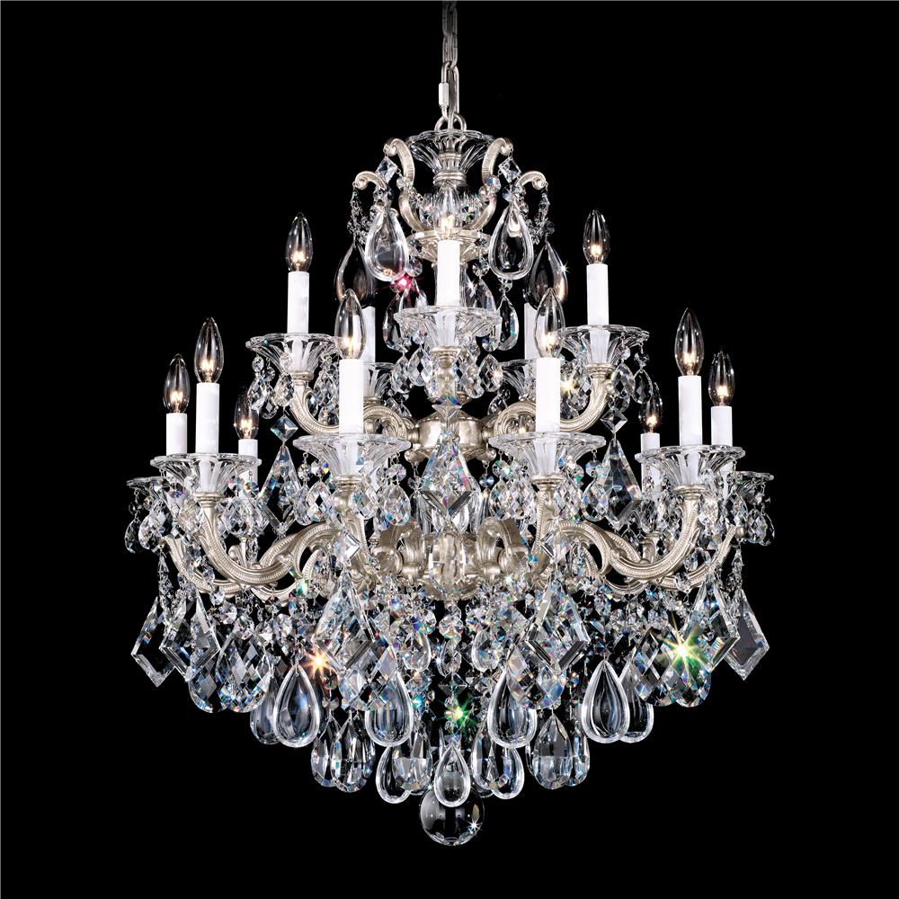 Schonbek 5075-27S La Scala 15 Light Chandelier in Parchment Gold with Clear Crystals From Swarovski