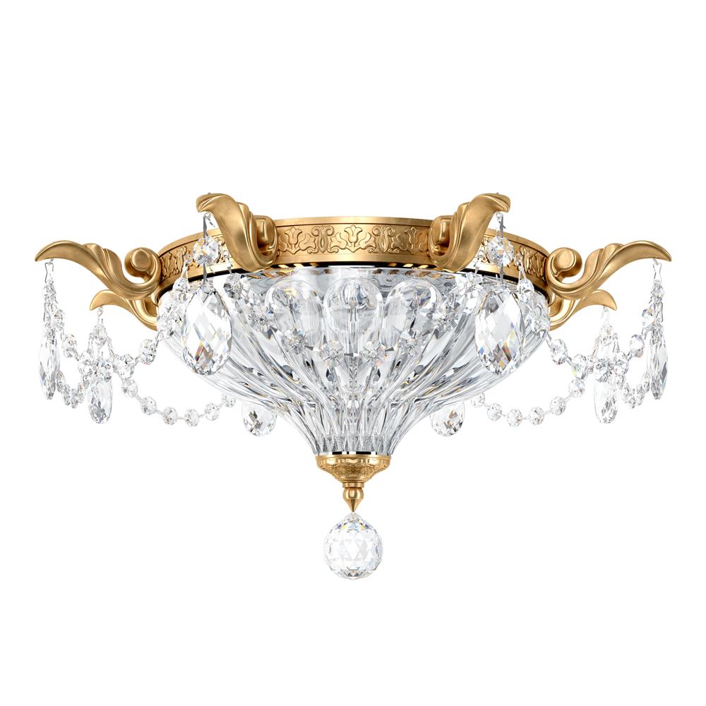 Schonbek 5633-48S Milano 2 Light Close to Ceiling in Antique Silver with Clear Crystals From Swarovski