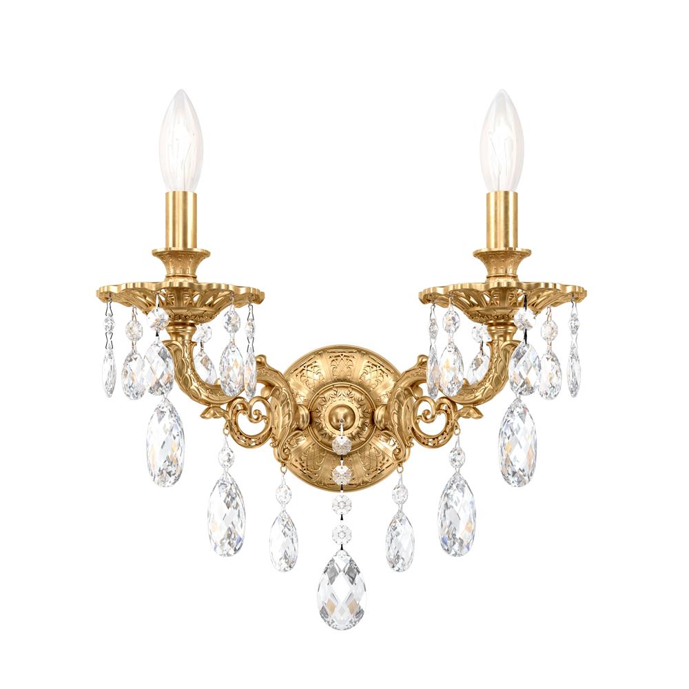 Schonbek 5642-48S Milano 2 Light Wall Sconce in Antique Silver with Clear Crystals From Swarovski
