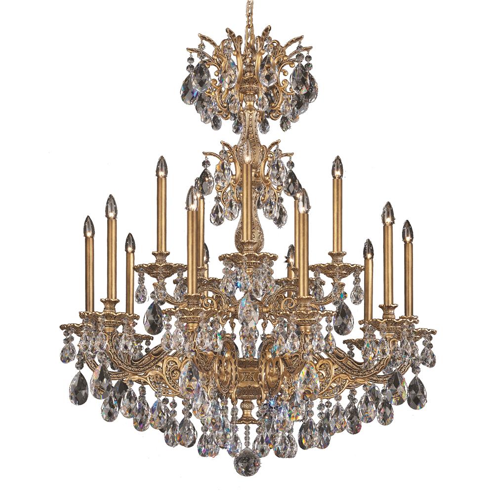 Schonbek 5686-74S Milano 15 Light Chandelier in Parchment Bronze with Clear Crystals From Swarovski