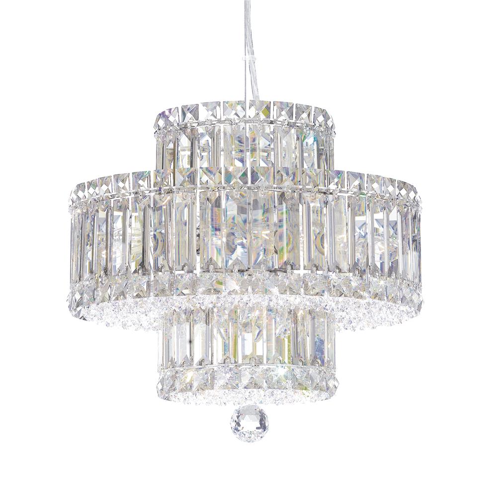 Schonbek 6671S Plaza 9 Light Pendant in Stainless Steel with Clear Crystals From Swarovski