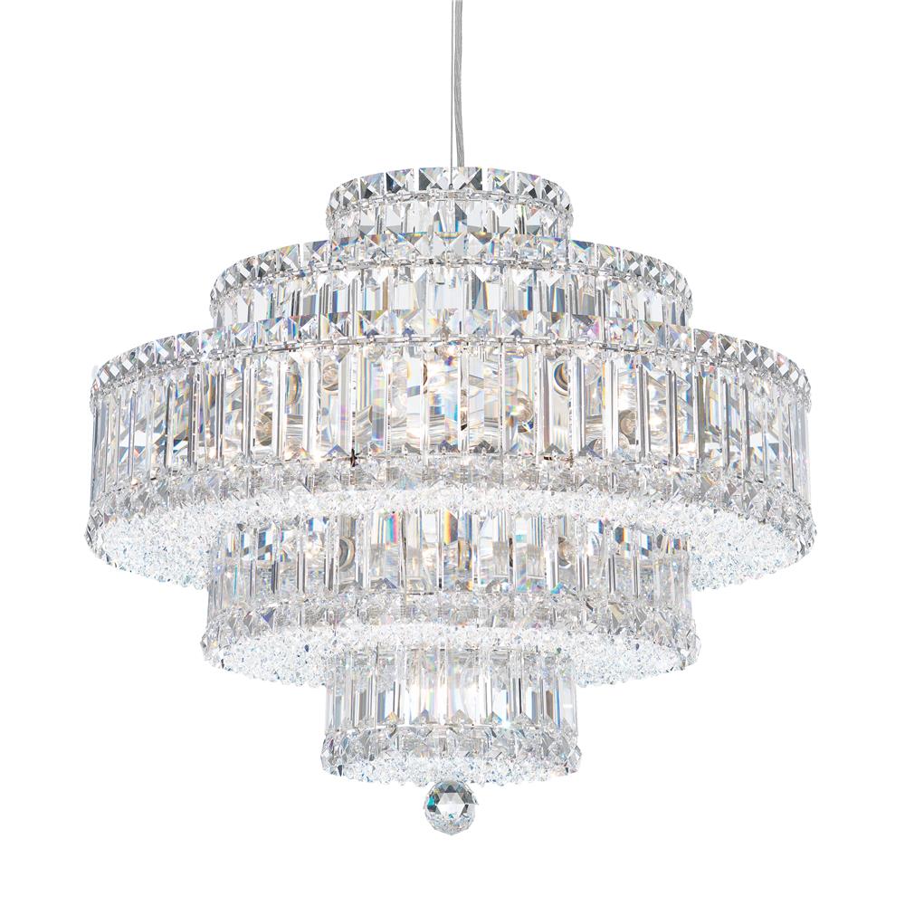 Schonbek 6673S Plaza 22 Light Pendant in Stainless Steel with Clear Crystals From Swarovski
