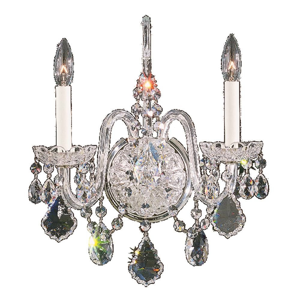 Schonbek 6807-40S Olde World 2 Light Wall Sconce in Silver with Clear Crystals From Swarovski