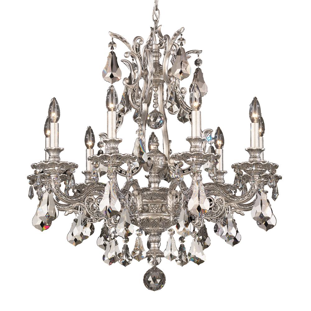 Schonbek 6949-48S Sophia 9 Light Chandelier in Antique Silver with Clear Crystals From Swarovski