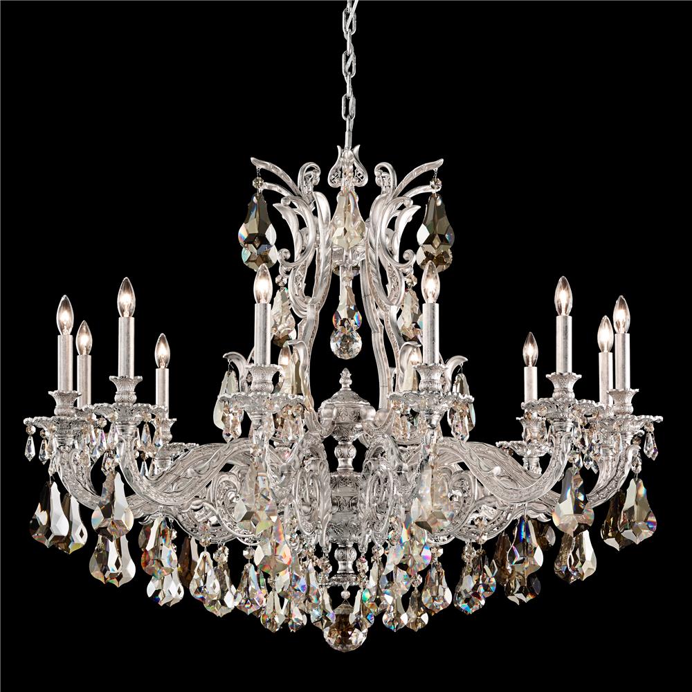 Schonbek 6952-48S Sophia 12 Light Chandelier in Antique Silver with Clear Crystals From Swarovski