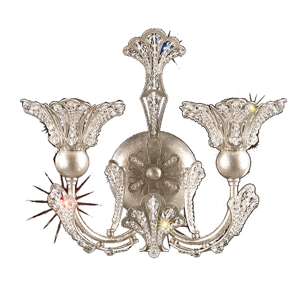 Schonbek 7855-26S Rivendell 2 Light Wall Sconce in French Gold with Clear Crystals From Swarovski