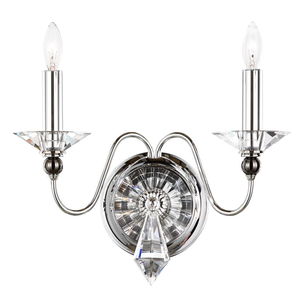 Schonbek 9672-40CL Jasmine 2 Light Wall Sconce in Silver with Clear Optic Crystal