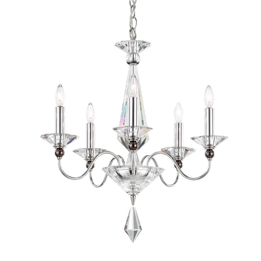 Schonbek 9675-40CL Jasmine 5 Light Chandelier in Silver with Clear Optic Crystal