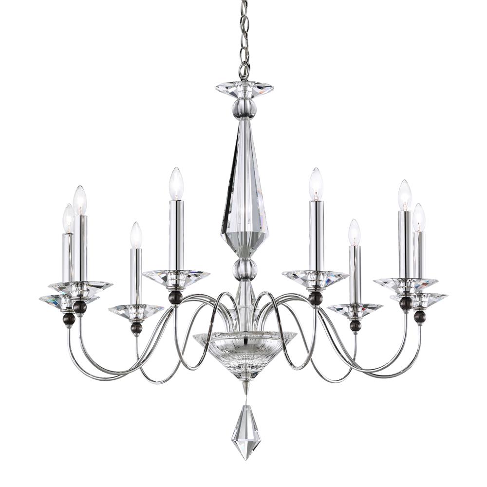 Schonbek 9679-40CL Jasmine 9 Light Chandelier in Silver with Clear Optic Crystal