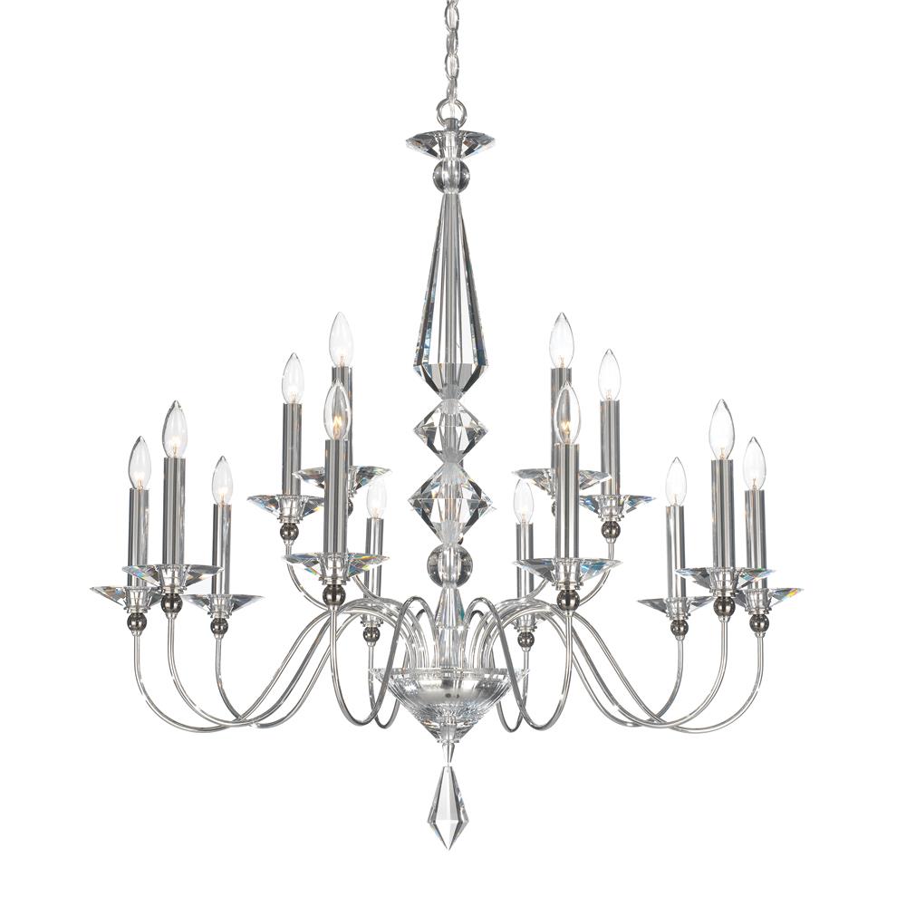 Schonbek 9685-40CL Jasmine 15 Light Chandelier in Silver with Clear Optic Crystal
