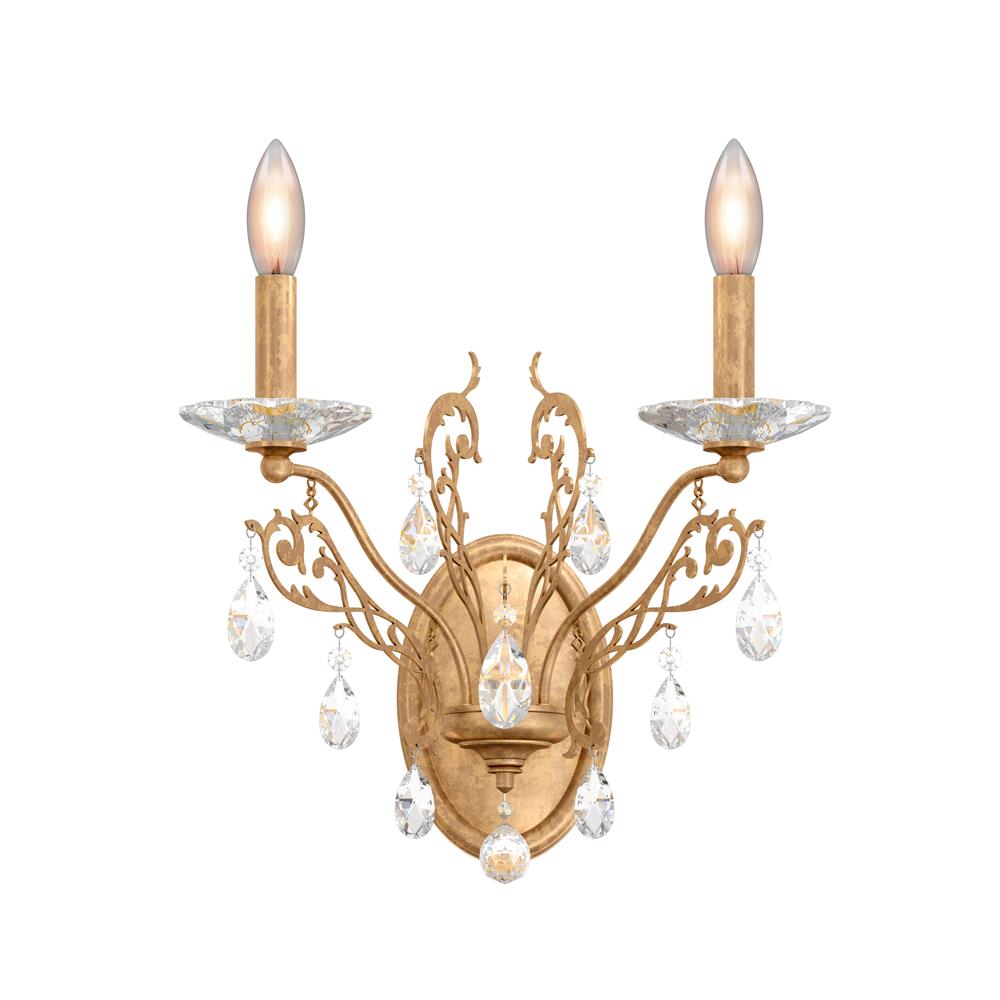 Schonbek FE7002N-26H Filigrae 2 Light Wall Sconce in French Gold with Clear Heritage Crystal
