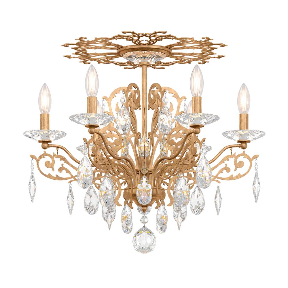 Schonbek FE7206N-48H Filigrae 6 Light Close to Ceiling in Antique Silver with Clear Heritage Crystal
