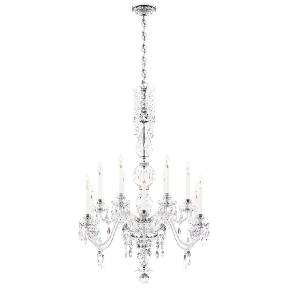 Schonbek HA5808N-40H Hamilton nouveau 12 light traditional chandelier in silver with clear heritage crystal