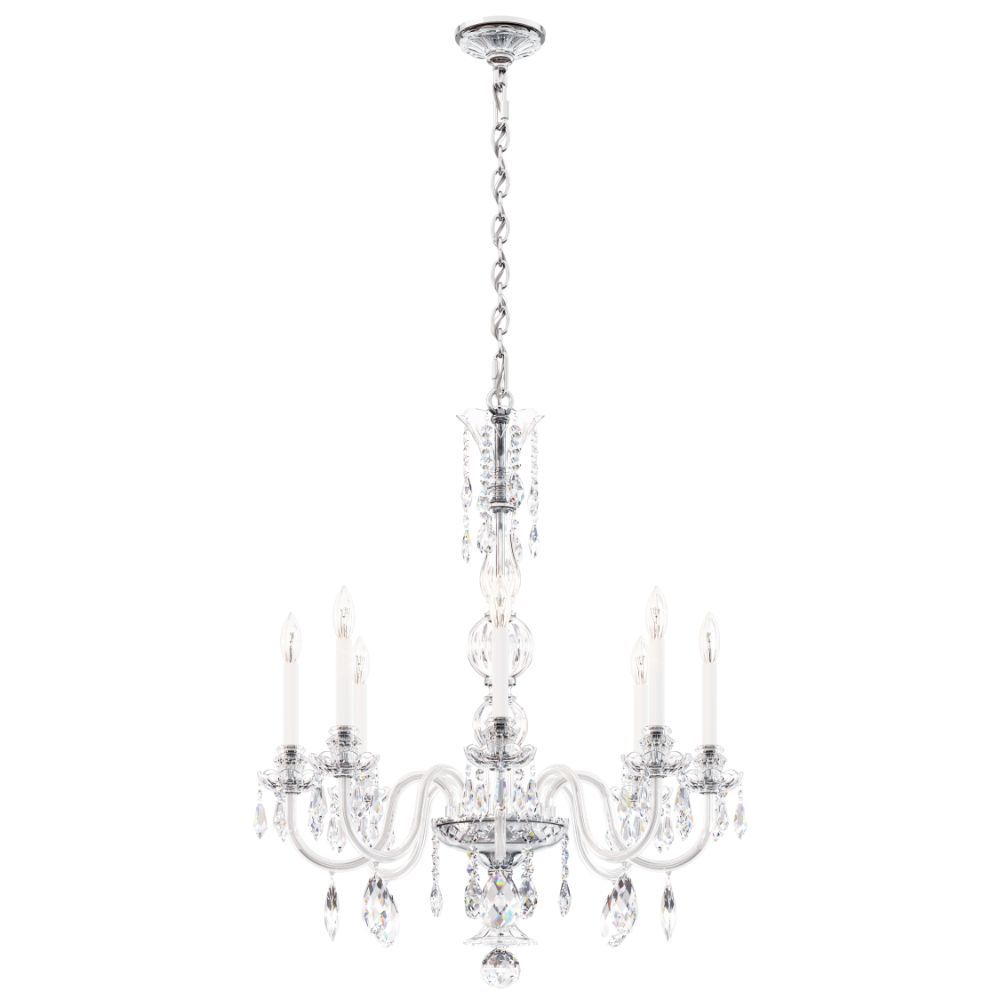 Schonbek HA5837N-40H Hamilton nouveau 8 light traditional chandelier in silver with clear heritage crystal