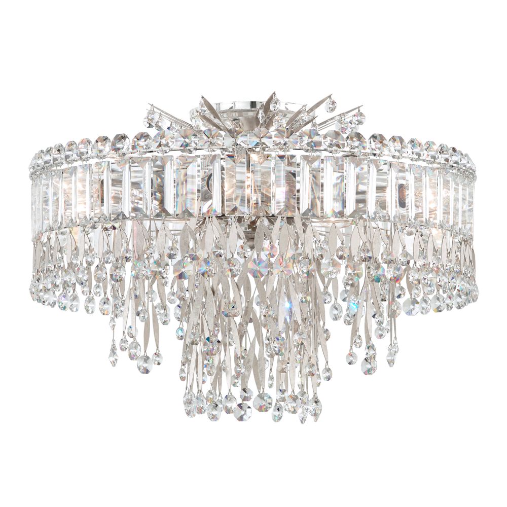 Schonbek LR1004N-401H Triandra 5 Light Traditional Semi-flush In Stainless Steel With Clear Heritage Crystal