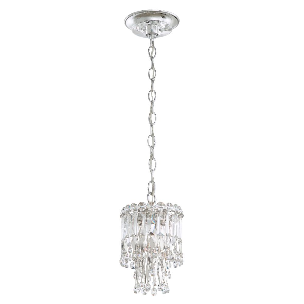 Schonbek LR1006N-401S Triandra 1 Light Pendant in Stainless Steel with Clear Crystals From Swarovski