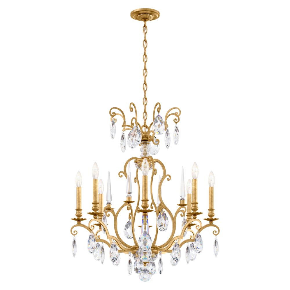Schonbek RN3871N-22H Renaissance nouveau 8 light traditional chandelier in heirloom gold with clear heritage crystal
