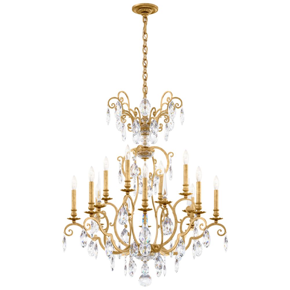 Schonbek RN3872N-22H Renaissance nouveau 12 light traditional chandelier in heirloom gold with clear heritage crystal