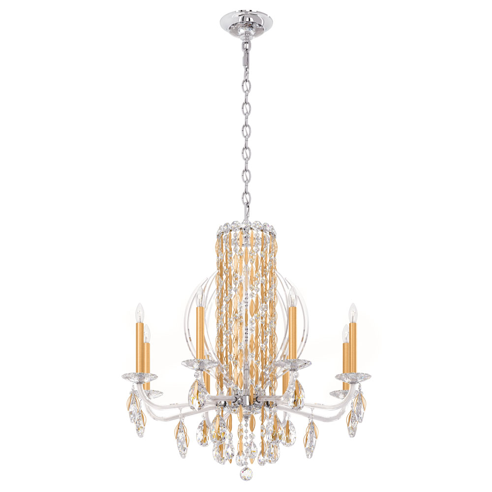 Schonbek RS8308N-401S Sarella 8 Light Chandelier in Stainless Steel with Crystal Crystals From Swarovski