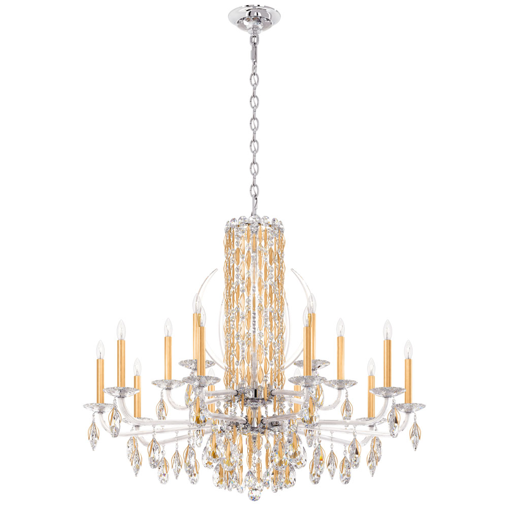 Schonbek RS8315N-401S Sarella 15 Light Chandelier in Stainless Steel with Crystal Crystals From Swarovski