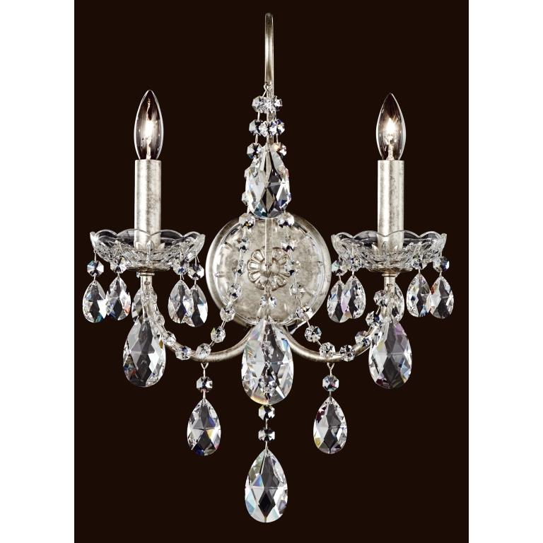 Schonbek ST1939N-40S Sonatina 2 Light Wall Sconce in Silver with Clear Crystals From Swarovski