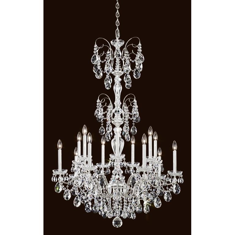 Schonbek ST1952N-40H Sonatina 14 Light Chandelier in Silver with Clear Heritage Crystal