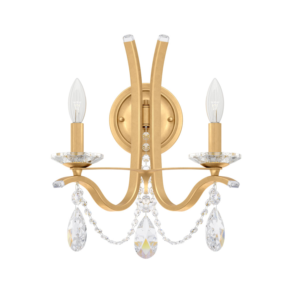 Schonbek VA8332N-48H Vesca 2 Light Wall Sconce in Antique Silver with Clear Heritage Crystal