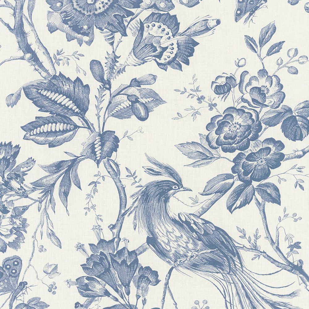 Schumacher 1048044 Birds Of Paradise Fabric in Blue