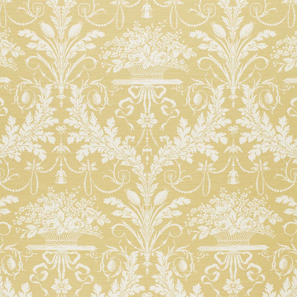Schumacher 1178015 Clairemont Damask Fabric in Yellow