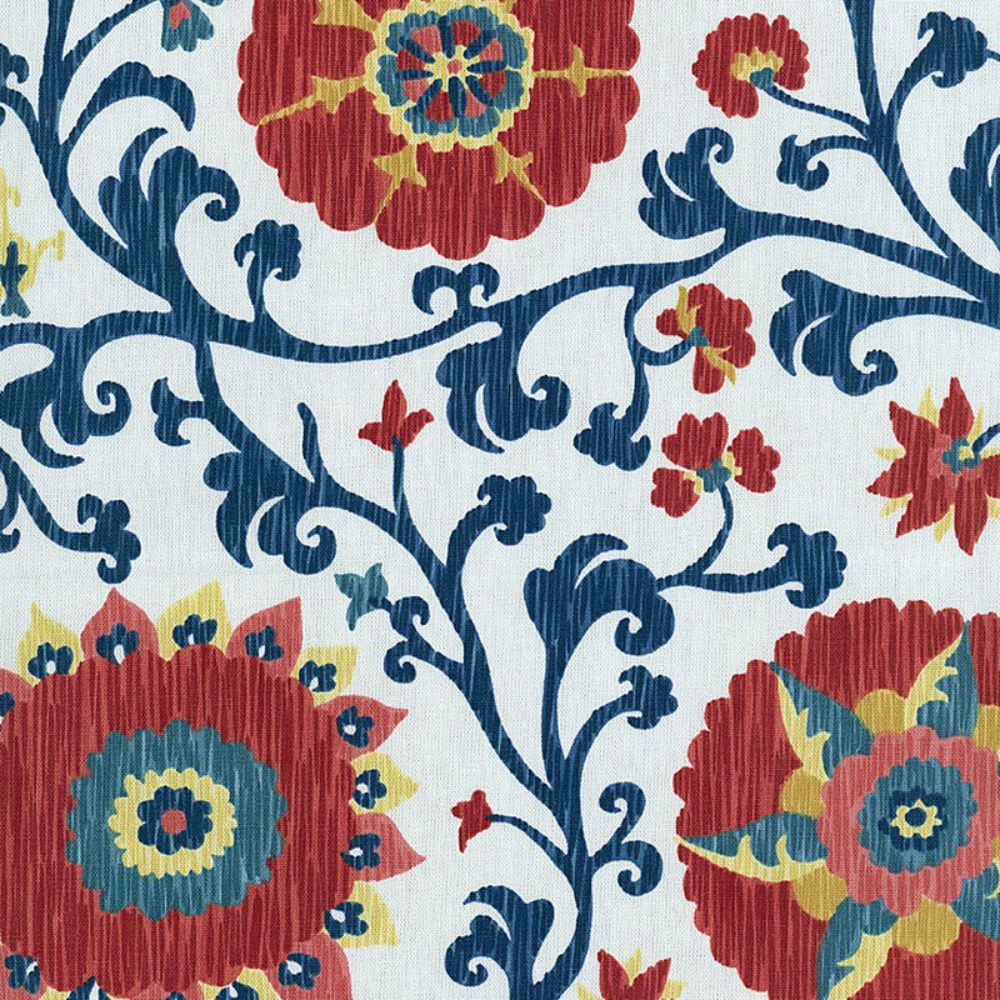 Schumacher 1327001 Fergana Embroidery Print Fabric in Prussian