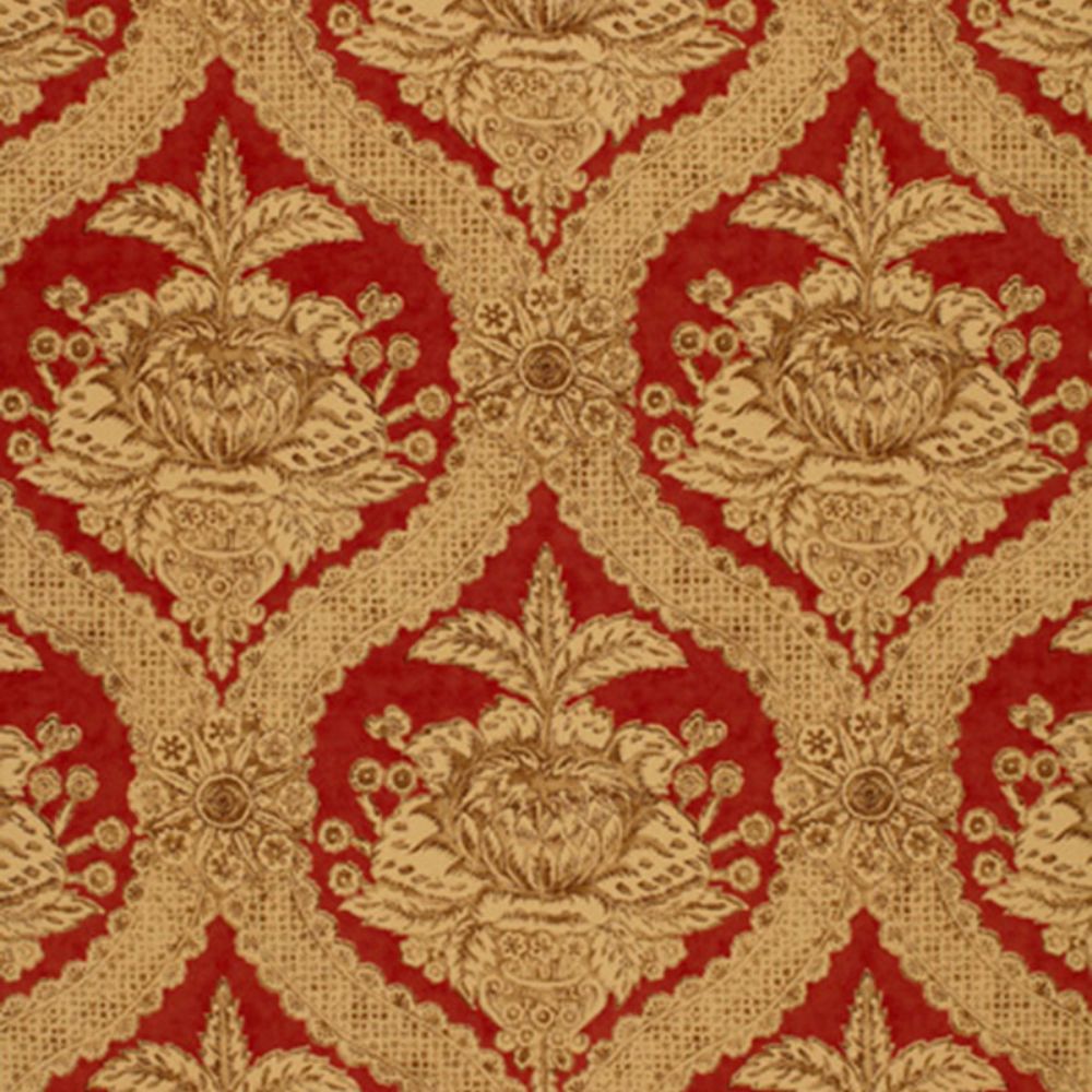 Schumacher 172781 Haddon Hall Damask Fabric in Venetian Red