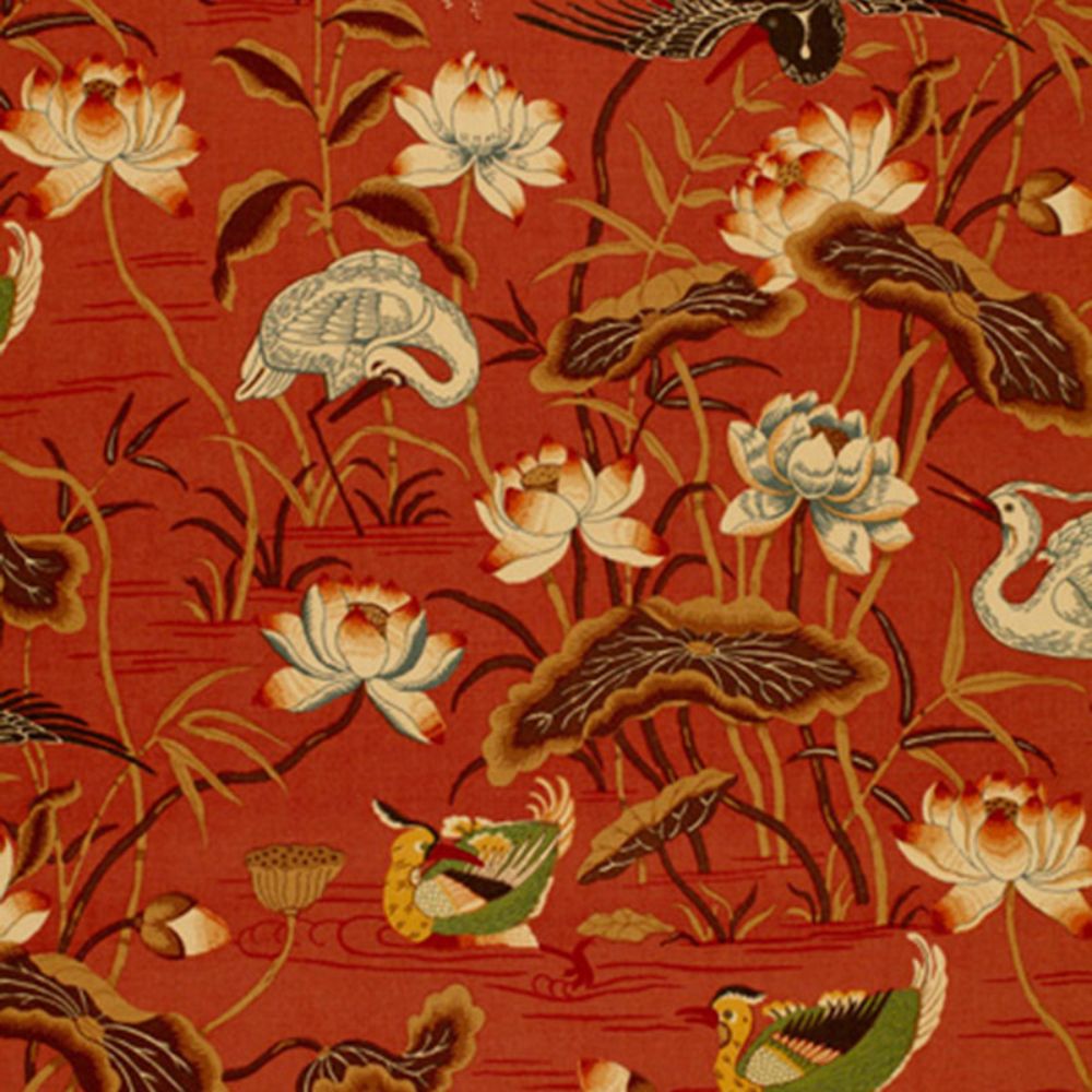 Schumacher 172930 Lotus Garden Fabric in Lacquer